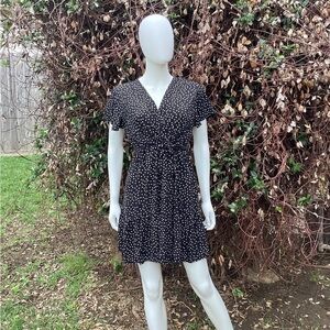 Zessica Wrap Style Polka Dot Belted Mini Dress